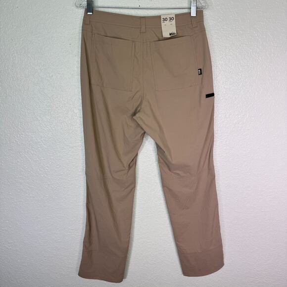 REI Trail Made Pants Mens 30 x 30 Hiking Trail Pant Outdoor Hike UPF 50 Tan NEW - Picture 2 of 11